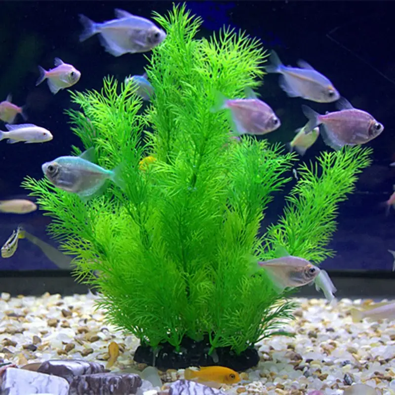 Aquarium Fish Hideout - Plantas artificiales para decoración de acuario,