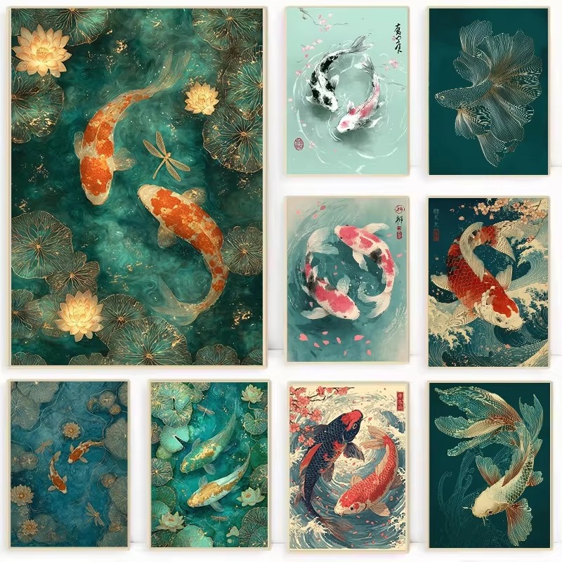 Aquarium Fish Koi - Pintura por Números DIY: Estanque de