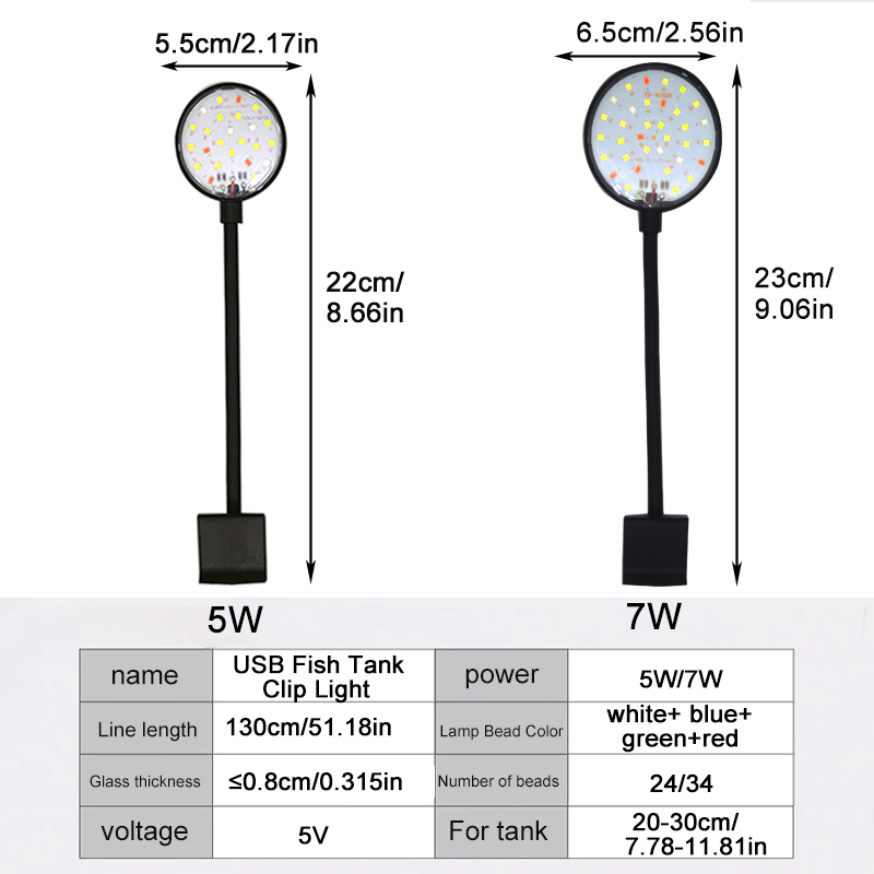 Lámpara LED USB para acuario,  - Aquarium Fish Only reseña y precio